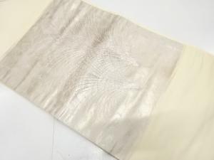 引箔　草葉模様　刺繍　名古屋帯